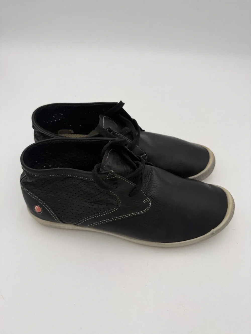 Softinos Black Leather ankle boot women 42 Lace-Up Casual Shoe office retro Y2K